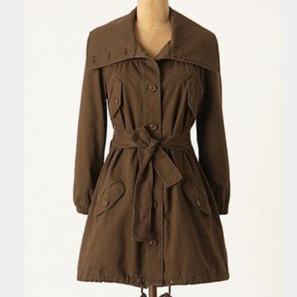 Anthropologie Army Green Belted Keswick Jacket